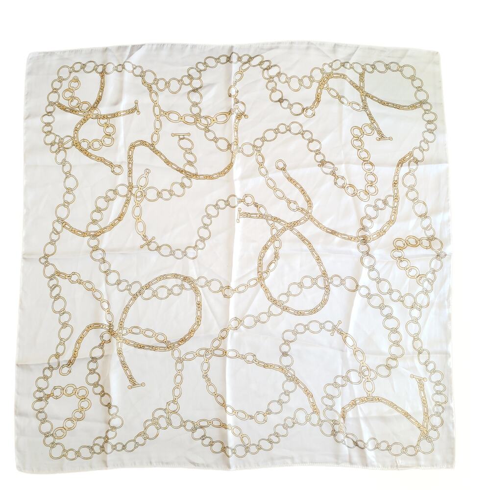 FOREVER 21 chain print handkerchief top neck square scarf in cream One Size